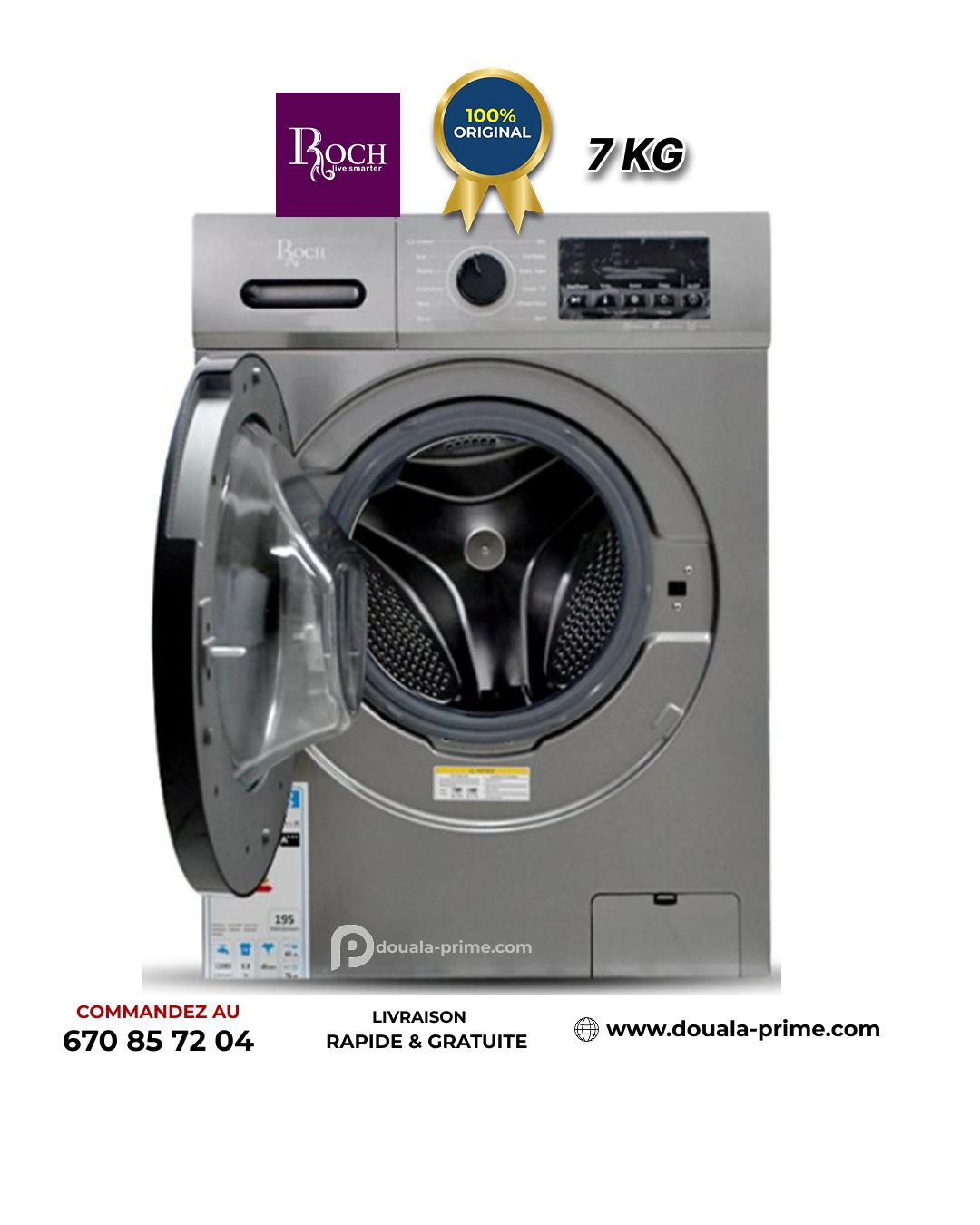 Machine à laver automatique - Roch -RWM07FL-L -7Kg 