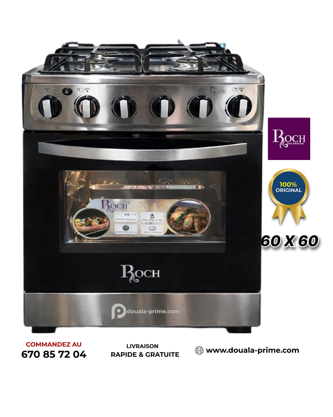 CUISINIERE AUTOMATIQUE ROCH  60 X 60 - Argent
