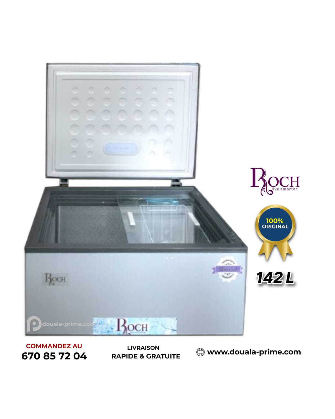 Congélateur Coffre Roch RCF - 180-B - 142 Litres - Gris 