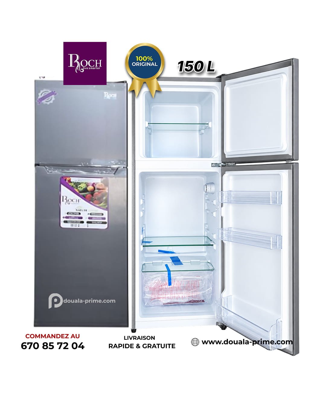 REFRIGERATEUR DOUBLE BATTANT ROCH  RFR-160DT 150L