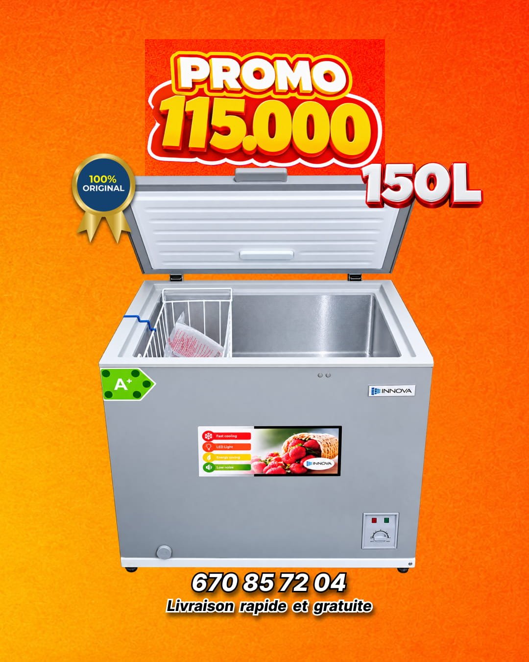 CONGELATEUR COFFRE INNOVA IN-269 150L GRIS