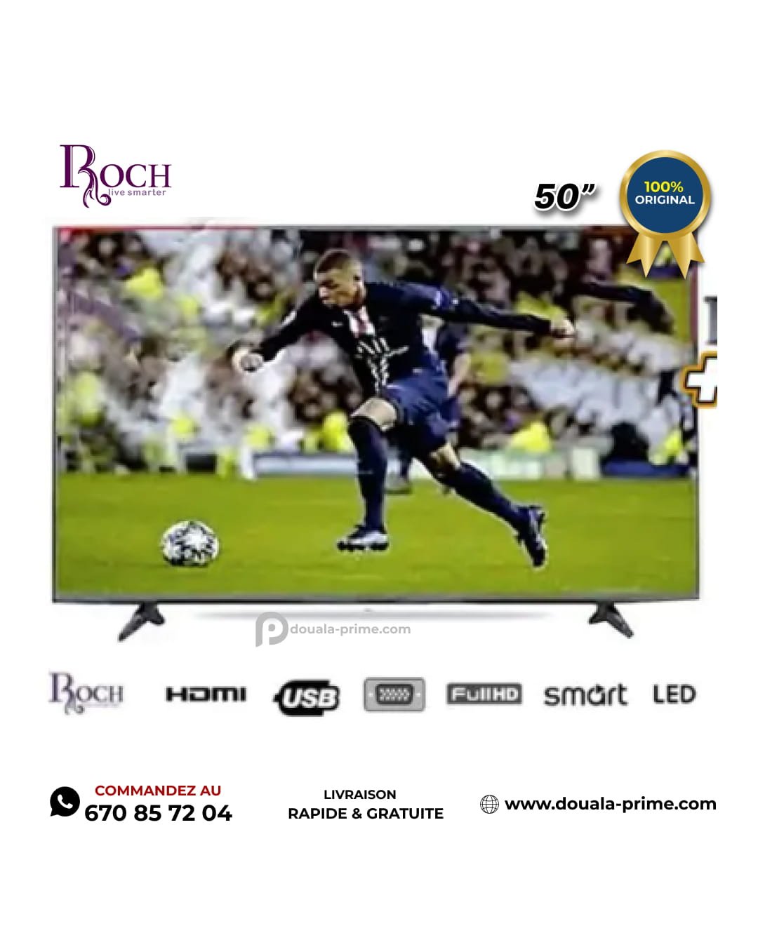 TV Smart ROCH 50 pouces - RH-LE50DSA - Full HD - Android 