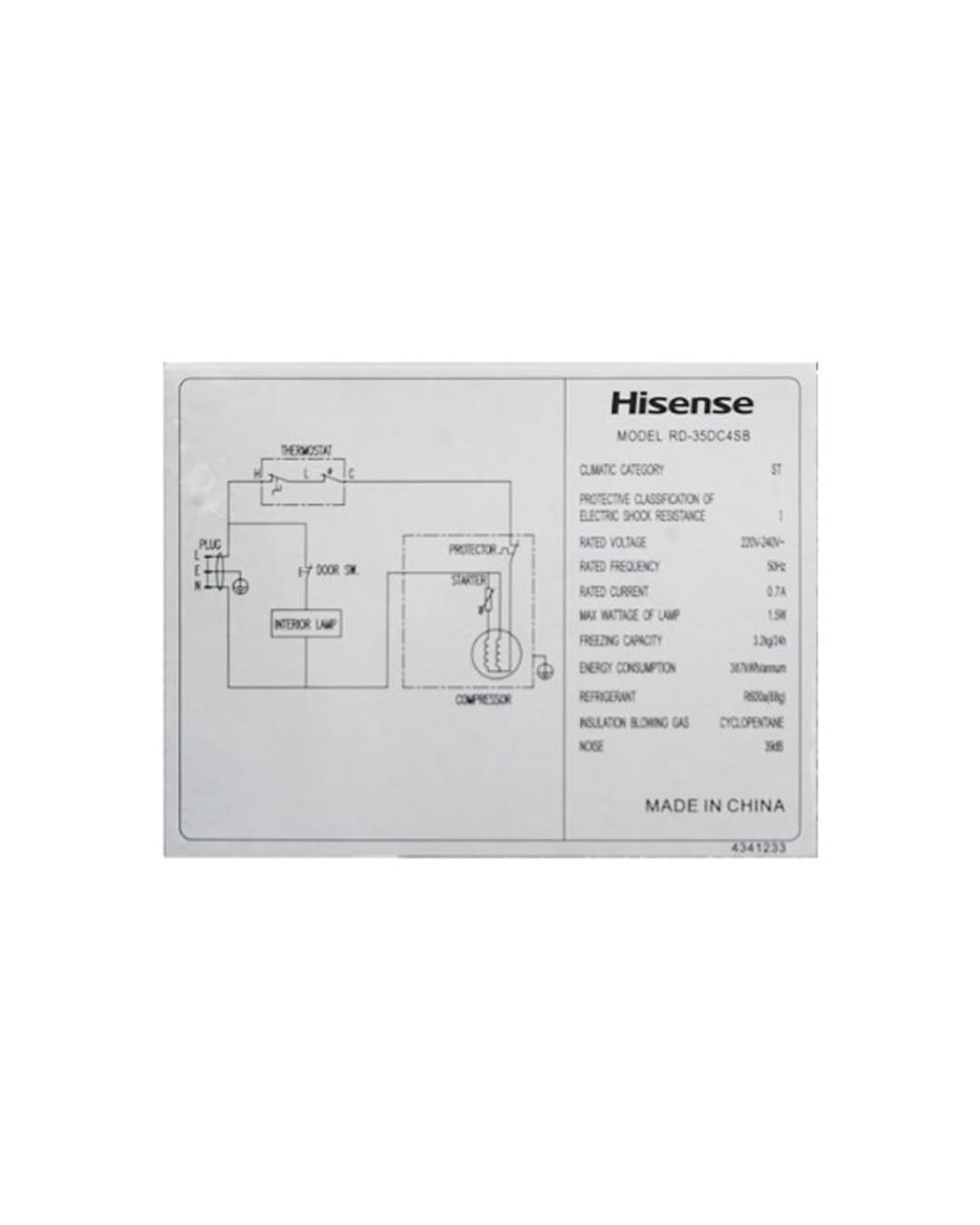 Réfrigérateur Hisense - 262 Litres - Avec distributeur d'eau - RD-35DC4SB
