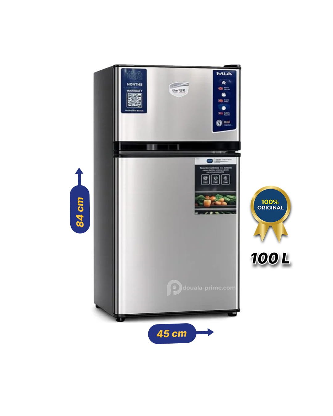 Mini Réfrigérateur de Bureau/Chambre Double Battant MR UK -  F48-08-0I – 100L – Compact – Classe T