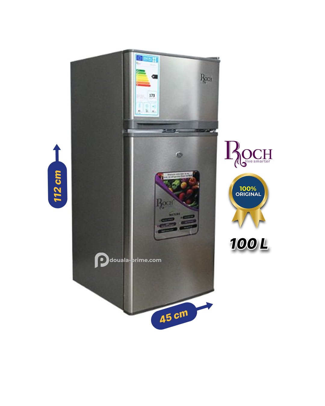 Mini Réfrigérateur De Chambre Double Battant Roch -  RFR-125DT-W - 100L